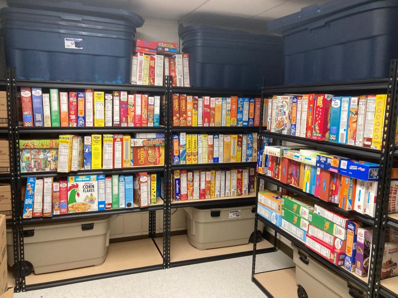 The cereal collection was donated to the districts’s Backpacks-to-Go program