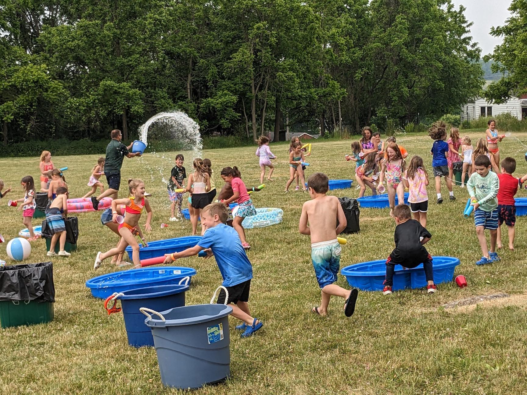 Students of all ages joined the water battle blast