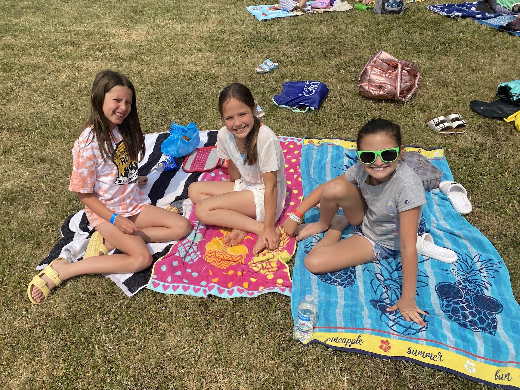 Rising 5th-graders Morgan McIntosh, Tori Boss and Lilliana Tommasino spend some fun time in the sun