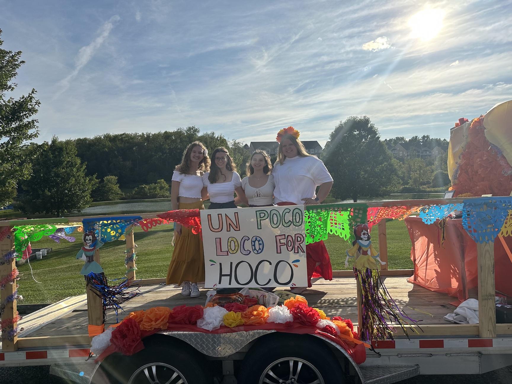 Spanish Club members pose on their ‘Most Creative’ prizewinning float