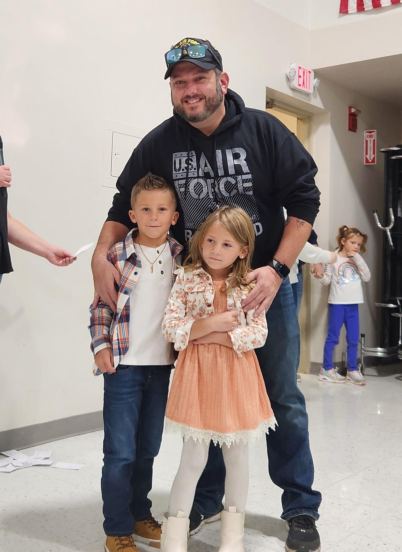Students Roman and Sophia Napolitano were joined by their uncle, Anthony Napolitano (US Air Force Veteran)