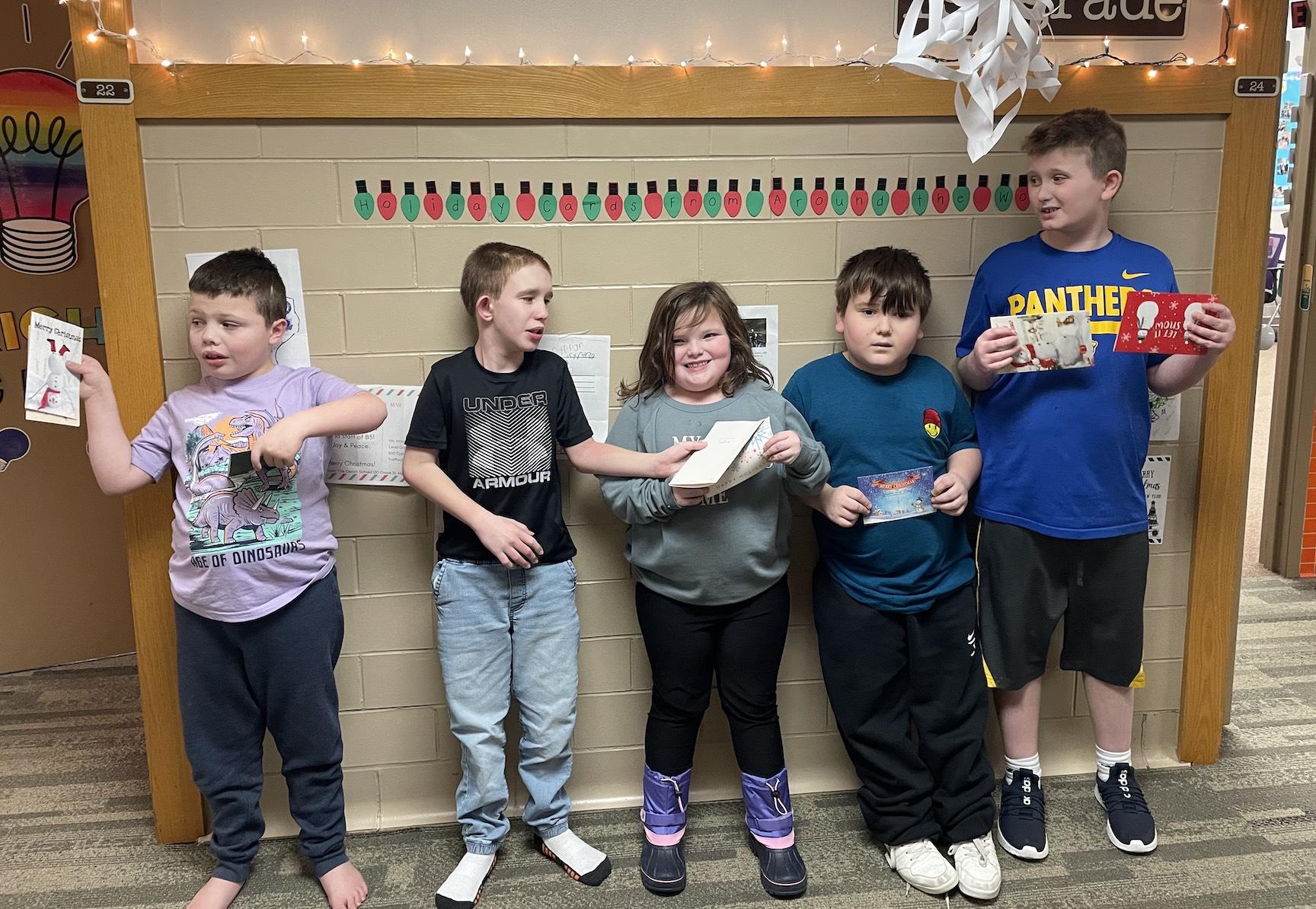 Jack Muchow, Joey Collins, Annalise Learn, Thomas Linn, and Brody Fuller enjoyed having mail to open each day
